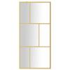 Iiaky Walk-In Shower Wall, Clear Tempered Glass, Gold, 90 x 195 cm view 3