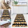 Hallway Runner Rug, Extra-Long Runner with Non-Slip Backing, Washable, Narrow Geometric Rug, Black/Gold (80 view 1