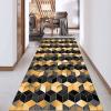Hallway Runner Rug, Extra-Long Runner with Non-Slip Backing, Washable, Narrow Geometric Rug, Black/Gold (80 view 4