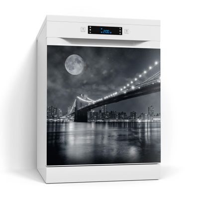 DEQORI Magnetic Dishwasher Cover 60 x 60 cm, Moon Over Manhattan