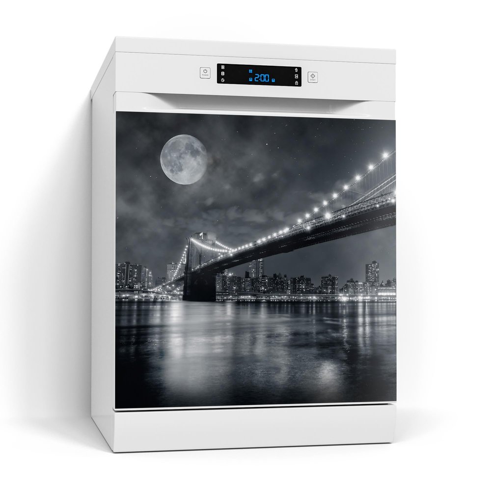 DEQORI Magnetic Dishwasher Cover 60 x 60 cm, Moon Over Manhattan