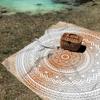 Treer Beach Blanket, Large Outdoor Picnic Mat, Lightweight Compact Camping Blanket, Red Mandala, 200 x 200 cm view 2