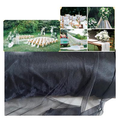 Yurosiay Black Tulle Fabric, 25 m x 160 cm, Sheer Soft Tulle Mesh for Wedding and Craft Décor