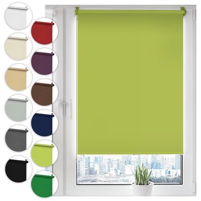 Sonello Blackout Roller Shade, No-Drill Clamp-Fix, 35 x 130 cm, Olive Green