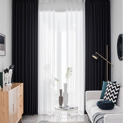 Bishilin Blackout Curtains, 2-Piece Set, Black Satin, with Hooks, 102 x 244 cm