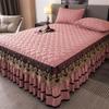 Solid Thick Lace Bed Skirt, King Size, 18-Inch Drop, Cotton-Polyester/Microfiber, Adjustable Elastic Dust Ruffle for Queen Beds (Dark Pink, 150 x 200 cm/Full) view 1