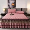 Solid Thick Lace Bed Skirt, King Size, 18-Inch Drop, Cotton-Polyester/Microfiber, Adjustable Elastic Dust Ruffle for Queen Beds (Dark Pink, 150 x 200 cm/Full) view 2