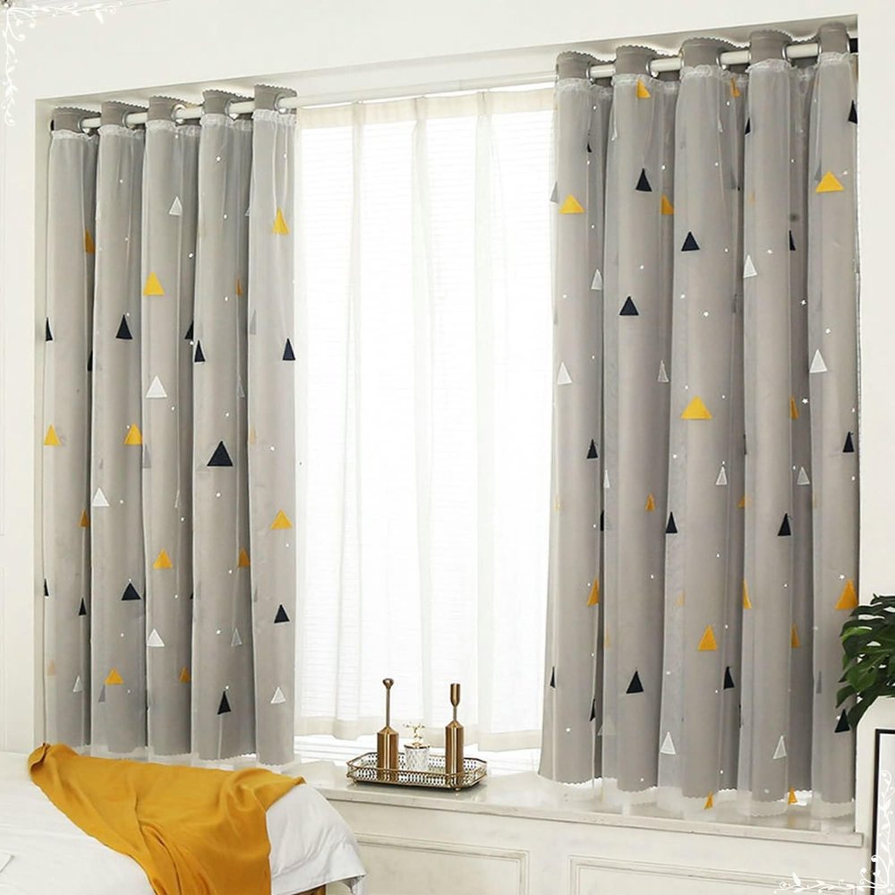 Bishilin Blackout Curtains with Grommets, 2-Piece Set, 150 x 150 cm, Gray