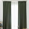 Bishilin Blackout Curtains, 2-Pack, Linen Look, 96 x 115 cm, Dark Green view 1