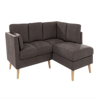 S-Style Henry Corner Sofa 221 x 186 x 90 cm, Right-Facing, Microfiber, Brown Khaki