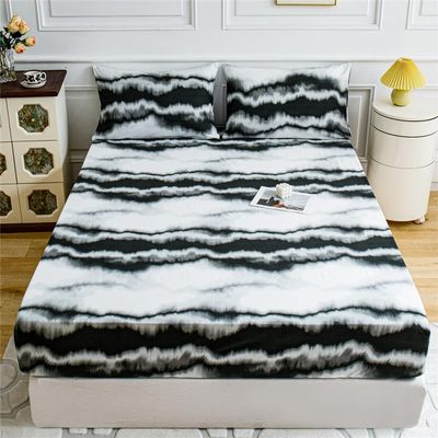 Fitted Sheet 90 x 200 cm with Floral Ink-Painting Pattern