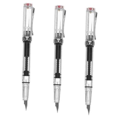 Tofficu 3-Piece Transparent Fountain Pen Set with Fine EF Nibs