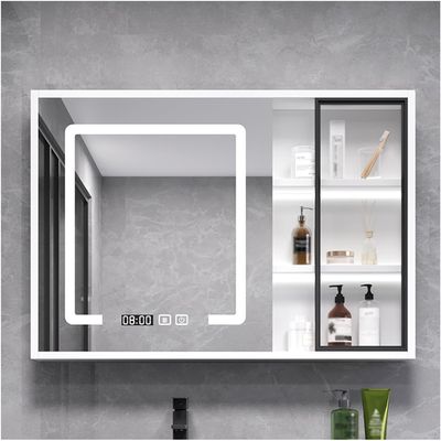 Bathroom Cabinet with Illuminated Mirror, Wall-Mounted Medicine Cabinet, Defogging, Large Storage, White, 78 cm