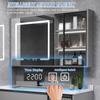 Bathroom Cabinet with Illuminated Mirror, Wall-Mounted Medicine Cabinet, Defogging, Large Storage, White, 78 cm view 3