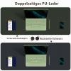 Multifunctional Double-Sided Desk Pad, Waterproof PU Leather, Dark Green + Black, 90 x 43 cm view 2