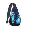 Blue Butterfly Sling Bag Lightweight Chest Bag Crossbody Shoulder Bag Sports Backpack for Women and Men, Black, One Size, See Image, Hiking Backpack view 2