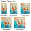 Eslifey Shower Curtain Set with 10 Hooks, Watercolor Fish Design, Washable, 152.4 x 183.9 cm view 4