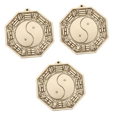 STOBAZA Set of 3 Brass Feng Shui Taiji Bagua Wall Ornaments