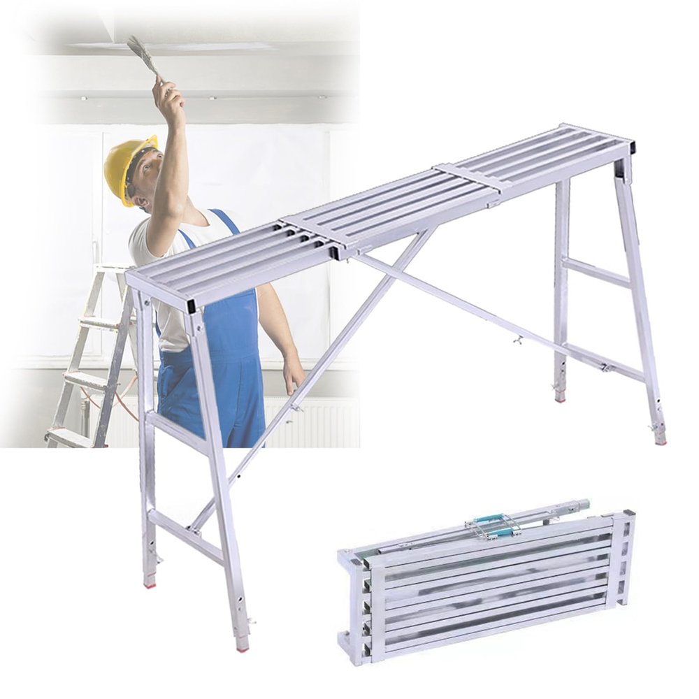 asdchZen Folding Scaffold, 30/40 cm Wide, Portable Galvanized Steel