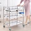 3-Tier Stainless Steel Laboratory Cart with 2 Drawers and Waste Basin view 1
