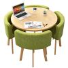 Round Conference Table Set for 4 with 4 Upholstered Chairs, Green, 90 cm/35.5 in view 1