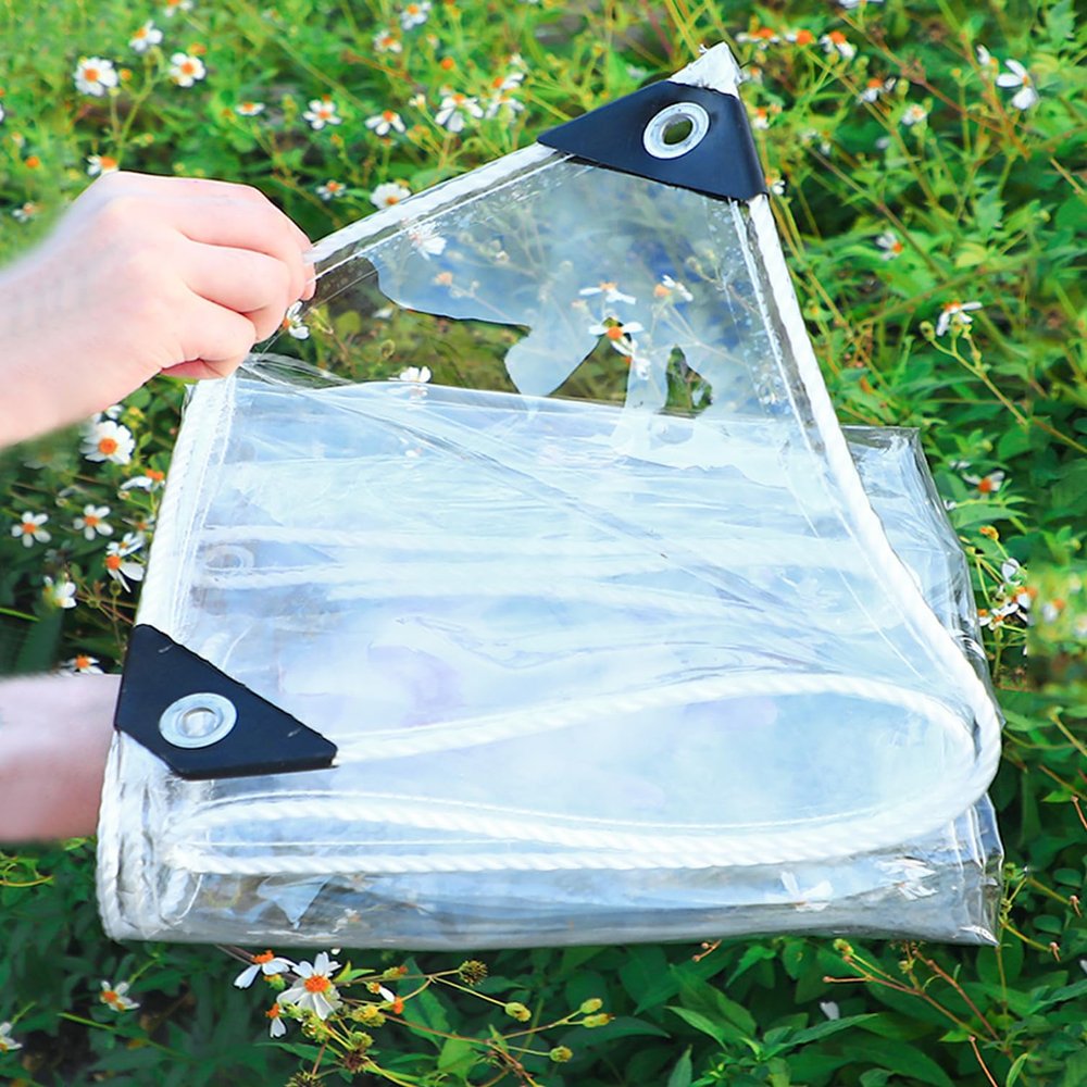 NIANXINN Transparent Waterproof PVC Tarp with Grommets, 0.35 mm, 2.2 x 5 m