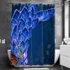 Eslifey Shower Curtain and Hook Set, Water-Resistant Fabric, 9 Hooks, Peacock Blue Feathers view 2