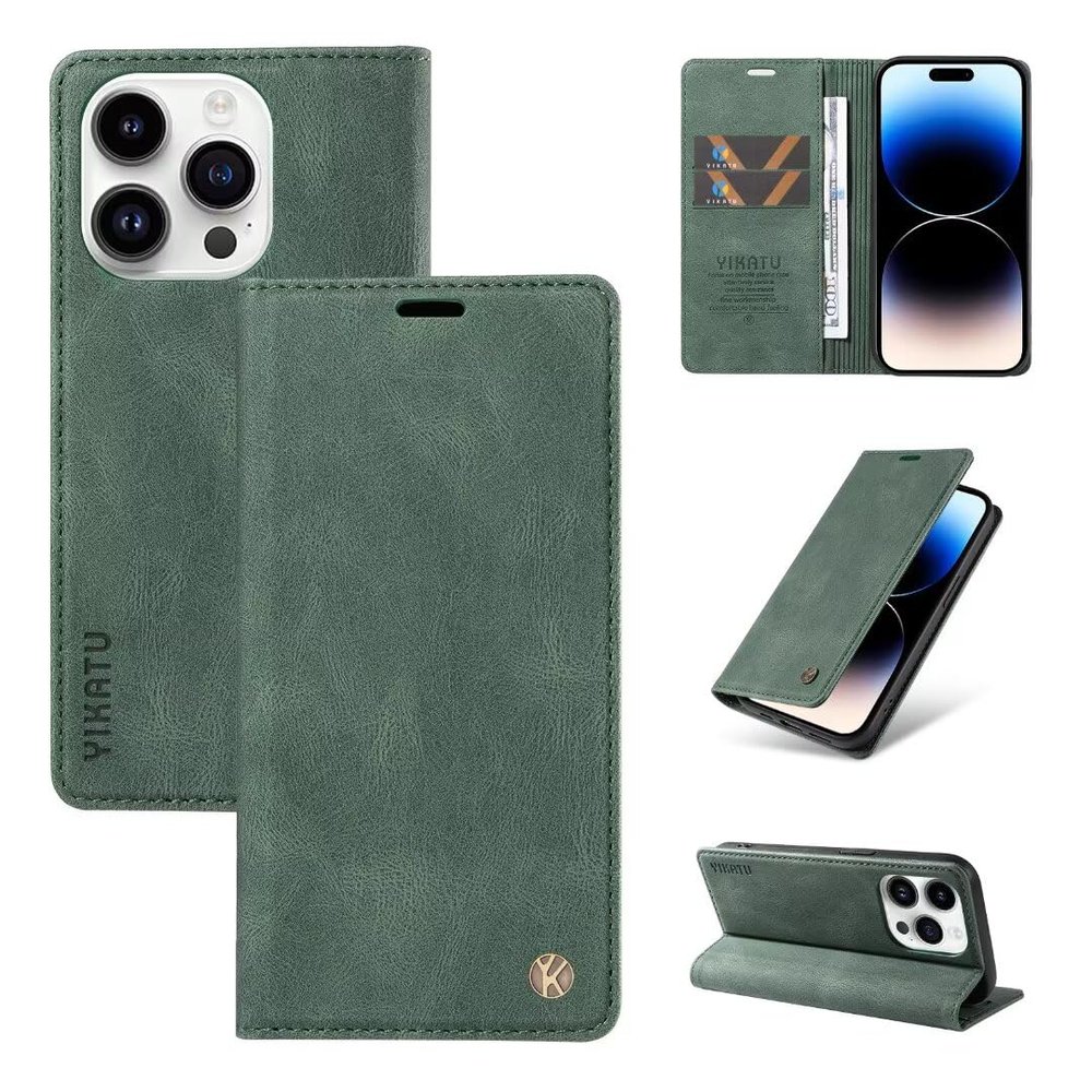 GoodcAcy 2025 Leather Protective Case for Galaxy S24 FE, Green