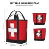 YQxwJL Insulated Cooler Bag with Swiss Flag, Large Capacity, Reusable Shopping and Travel Tote, Black, One Size view 3