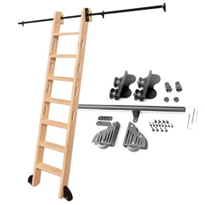 AYVADA Rolling Ladder Hardware Kit, Sliding Library Ladder Hardware, Ladder Not Included, 3.3–20 ft, Rustic Black