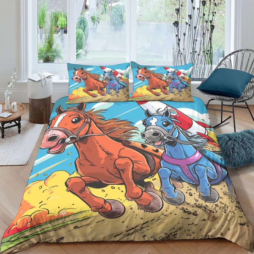 WENNUAN TierRocket 3D Cartoon Microfiber Duvet Cover Set, King 220 x 240 cm
