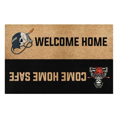 Qianderer Halloween Skull Doormat, Funny and Spooky Welcome Mat, Low-Profile Non-Slip Mat, Indoor/Outdoor Decor, Brown Style 9, 40 x 60 cm