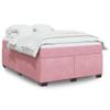 Homgoday Box Spring Bed with Mattress, Pink Velvet, 140 x 190 cm view 1
