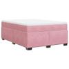 Homgoday Box Spring Bed with Mattress, Pink Velvet, 140 x 190 cm view 2