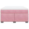 Homgoday Box Spring Bed with Mattress, Pink Velvet, 140 x 190 cm view 4
