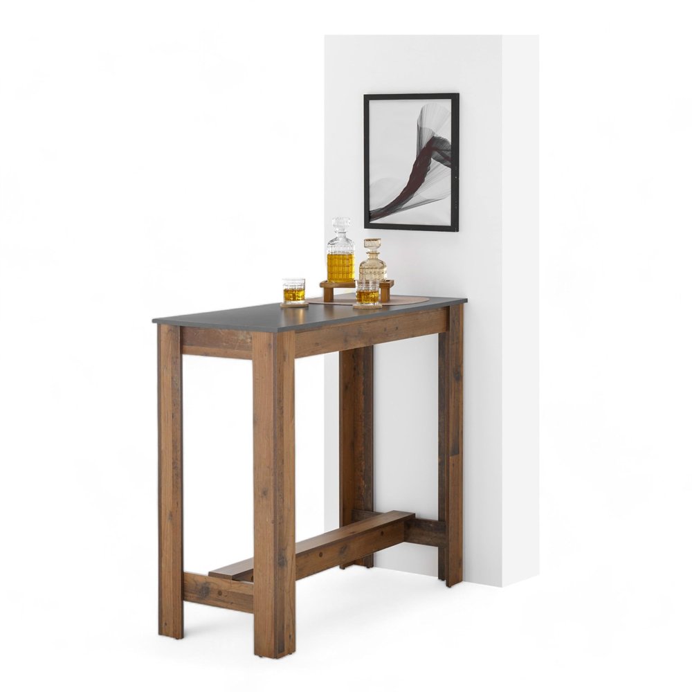 MODESTO Bar Table, Anthracite/Old-Style Look, 115 x 103 x 50 cm