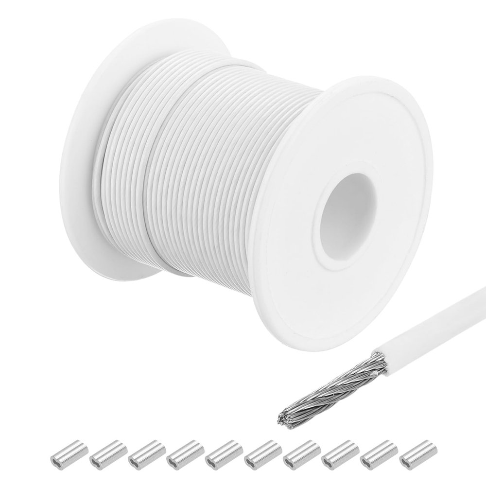 QUARKZMAN 30 m x 1 mm PVC-Coated Stainless Steel Wire Rope, White