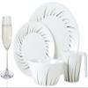 Melamine Camping Dinnerware Set for 4, Lemon Grass Design + 4 Tiamo Champagne Flutes view 1