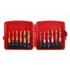 12-Piece Hex-Shank Gold-Plated HSS Tap Drill Set, Metric/Inch, M3–M10 view 1