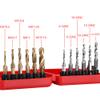 12-Piece Hex-Shank Gold-Plated HSS Tap Drill Set, Metric/Inch, M3–M10 view 2