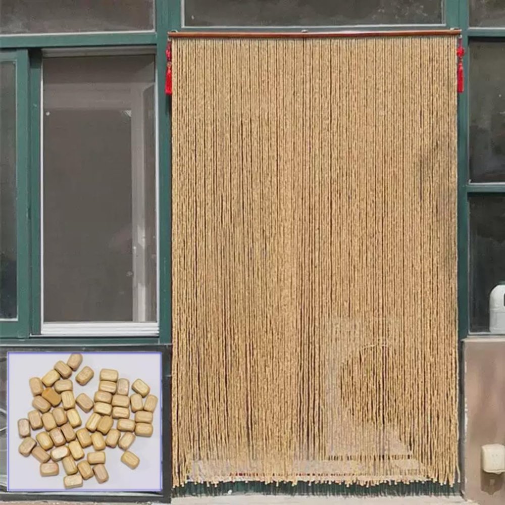 LRYELWA Bamboo Beaded Curtain, 71 Strands, 70 x 100 cm