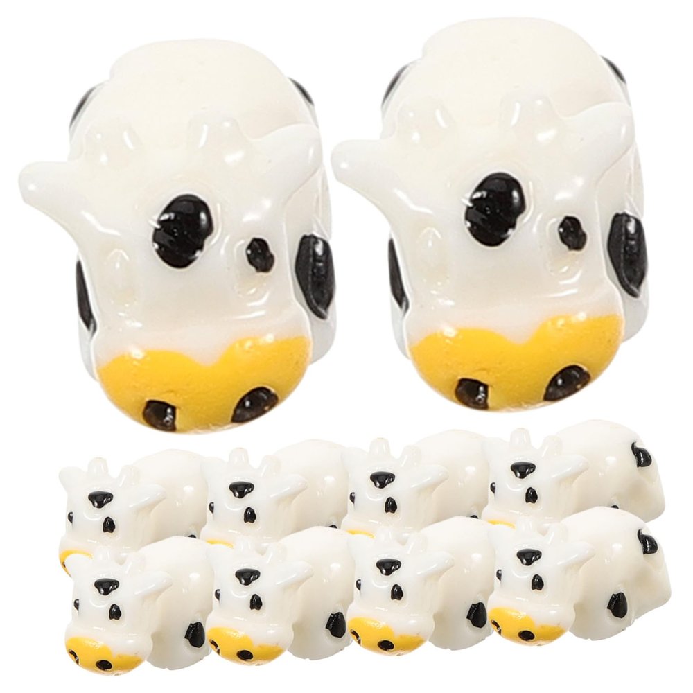 KONTONTY Cow Ornaments, 10-Piece Resin Set, White Table Decorations