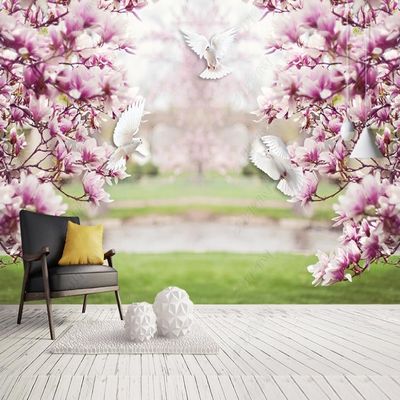 3D Magnolia Dove Photo Wallpaper, Nonwoven, 150 x 105 cm