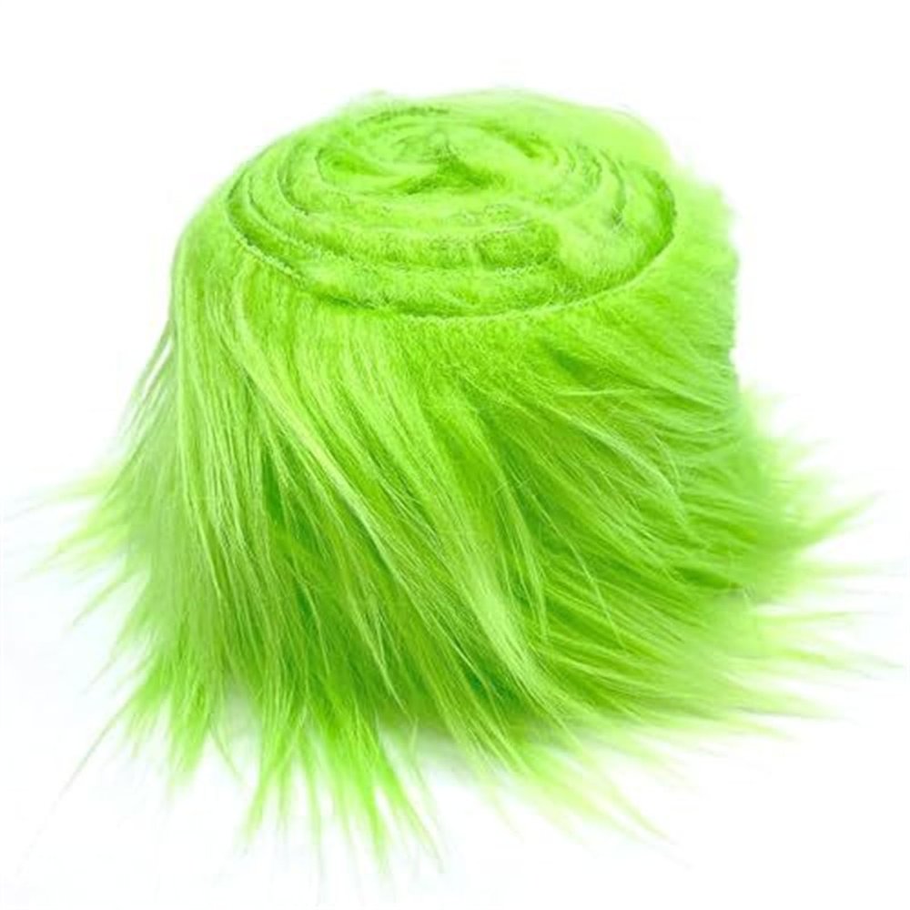Benyong Faux Fur Fabric, 2/4/6 Pieces, 2 x 60 Inches, Long-Pile Plush for Crafts (Light Yellow-Green, 2 Pieces)