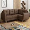 Easy4You Brown Manstad L-Shaped Corner Sofa 234 x 90 x 160 cm with Sleeper Function, Bedding Storage and Wooden Feet, Right-Facing, Lux 12 Fabric view 1