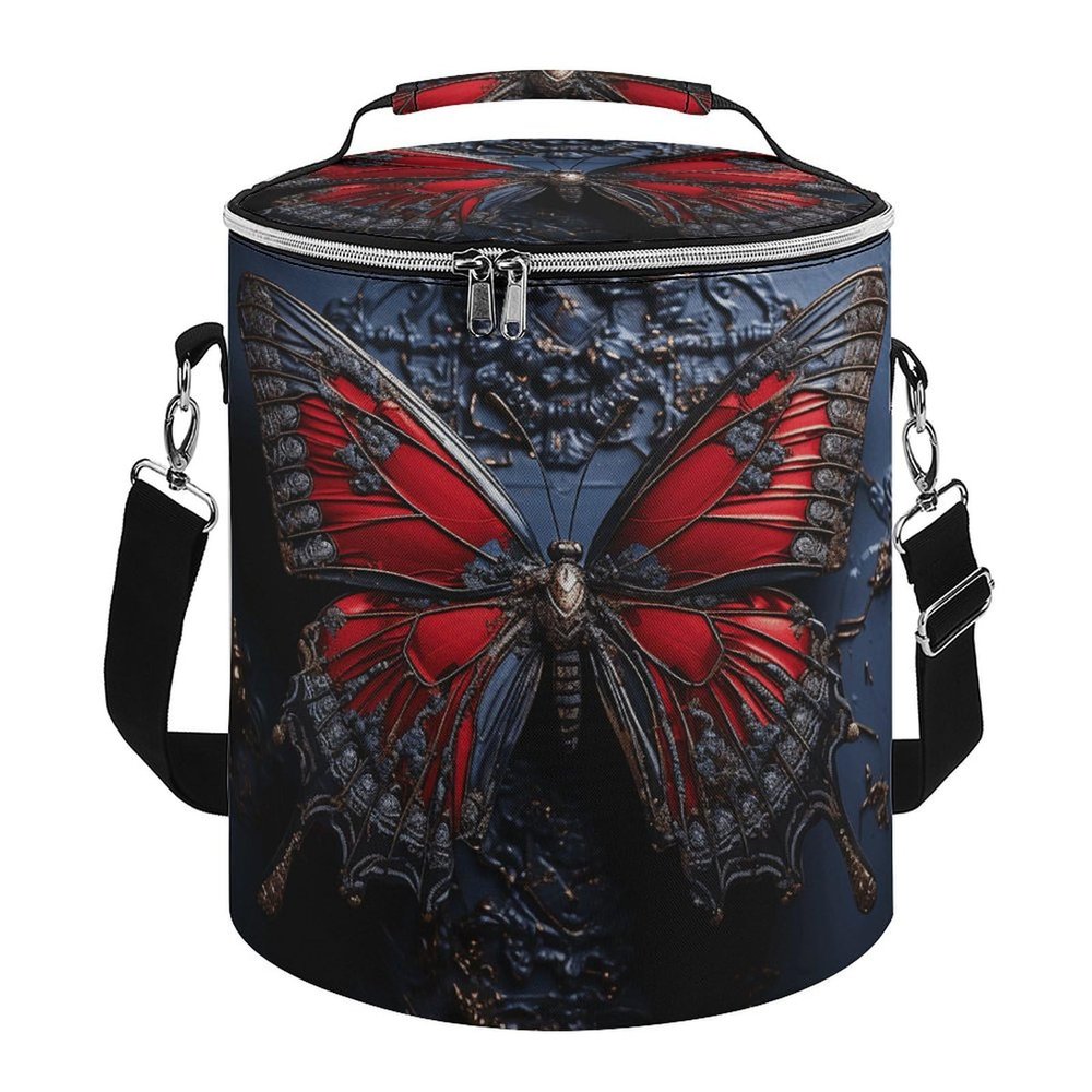 Red Butterfly Printed Insulated Cooler Bag