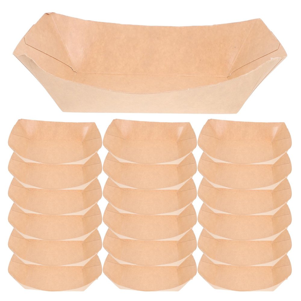 Hohopeti 125-Piece Disposable Kraft Paper Serving Boats for Snacks and Parties