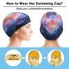 Swim Cap for Men and Women, Long Hair, Floral Pattern view 3