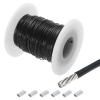 QUARKZMAN 30 m x 1.2 mm PVC-Coated Stainless Steel Wire Rope with 6 Aluminum Sleeves, Black view 1