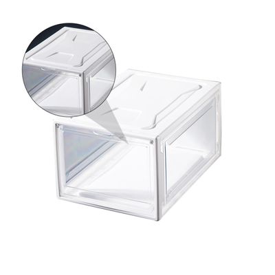 Parliky Transparent Stackable Shoe Box with Flip Lid, White Acrylic-PP Plastic